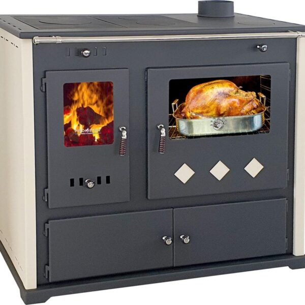 Kaminofen-Ofen-Holzofen-Küchenofen-Küchenhexe-Prometey-Pracktik Lux-Beige-9,5 kW-