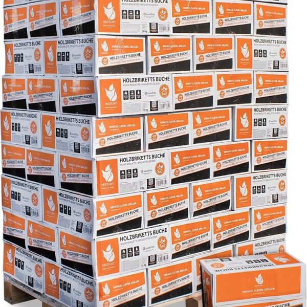 Heizfuxx Nestro M Holzbriketts Hartholz im Karton 12kg x 81 Karton 972kg Palette