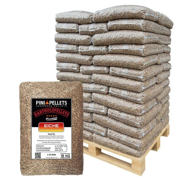 PINI Hartholz Pellets 6 mm 100% Eiche 975 kg Palette Holzpellets