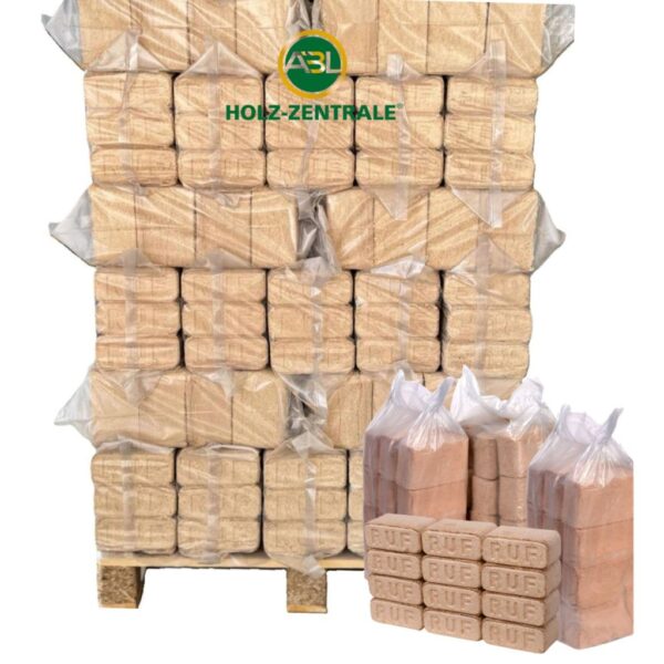 RUF BRIKETTS, 100% Buche – 960 kg Palette (96 Packengen je 10 kg) Hartholzbriketts – Kaminbriketts  Ofenbriketts – für Kaminöfen,  Brennholz Briketts