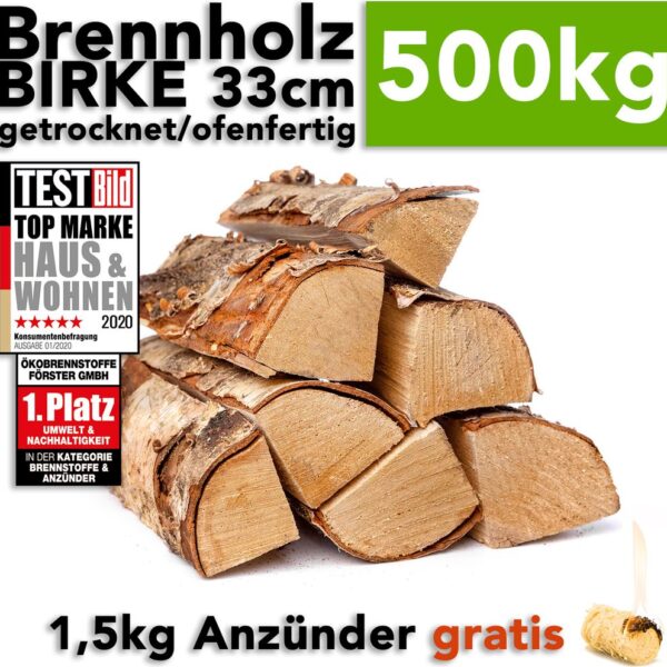 Brennholz Birkenholz 25cm Holzscheite ca. 500kg auf Palette, Kamin Kaminofen Feuerschale Grill  getrocknet ofenfertig - Feuerholz Birke von HOLZBRX