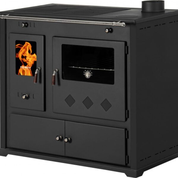 Küchenofen Holzherd Practik LUX schwarz, rechte Version - 9,5 kW, ext. Zuluft - Dauerbrand