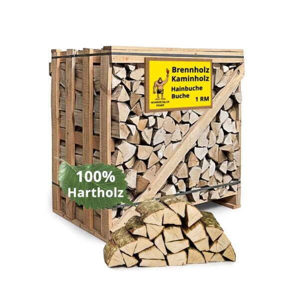 Neandertaler Feuer Brennholz Kaminholz Hartholz - 1 RM Box 25 cm Holz für Kamin Ofen Pizzaofen Grill Smoker Kaminofen Holzofen 1 Raummeter Feuerholz