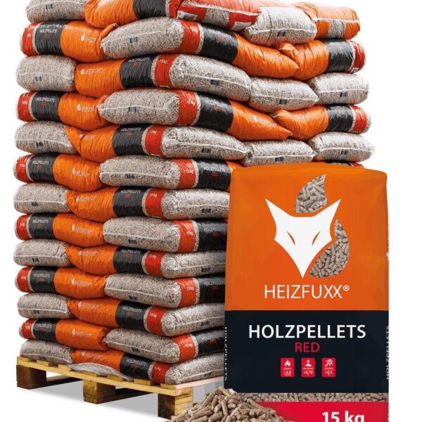 Heizfuxx Red ENplus A1 Holzpellets Hartholz 15kg x 65 Sack 975kg Palette