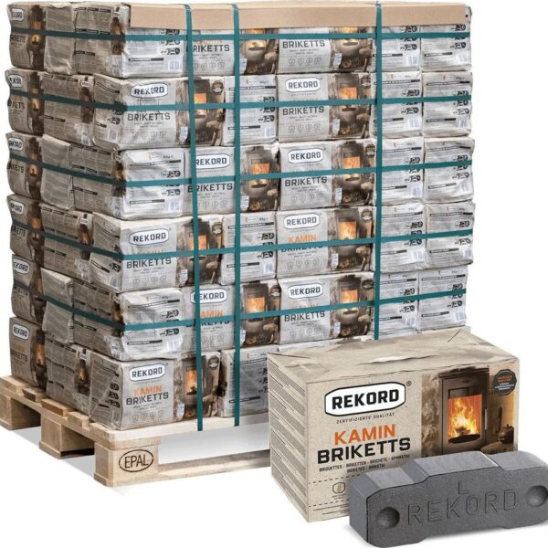 Rekord Braunkohlebriketts in Papierverpackung 10kg x 90 Paket 900kg Palette