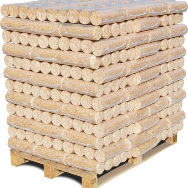 Nadelholz Holzbriketts rund, ohne Loch, 96 x 10kg Briketts, 960kg Palette