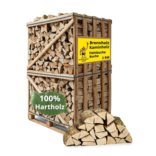 Neandertaler Feuer Brennholz Kaminholz Hartholz - 2RM Box 25 cm Holz für Kamin Ofen Pizzaofen Grill Smoker Kaminofen Holzofen Buchenholz 2 Raummeter