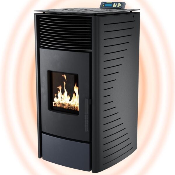 UMBRELLA® P12 Pelletofen 13,6 kW A+ bis 300 m³ – Auto-Reinigungszyklus, ECO-Modus, Wochenprogramm & mechanische Reinigungsunterstützung – Schwarz