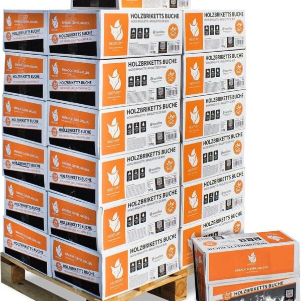 Heizfuxx Nestro M Holzbriketts Hartholz im Karton 12kg x 25 Karton 300kg Palette