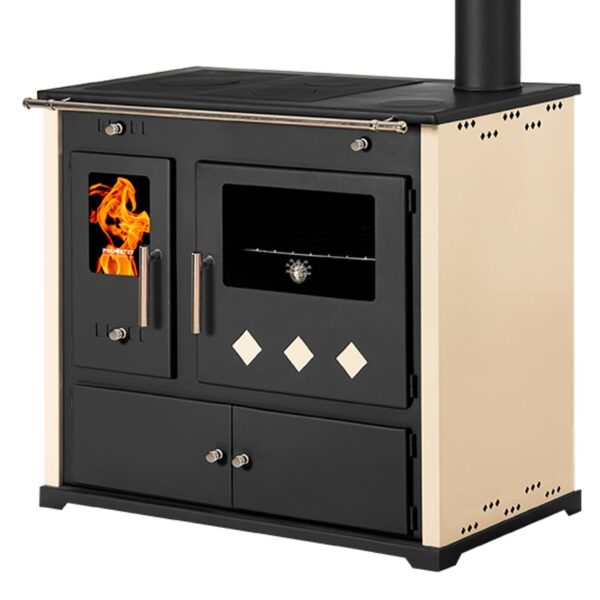 Kaminofen mit Backfach und Herdplatte Practik Lux Holzofen 9,5 kW Kamin Ofen Dauerbrandofen Werkstattofen Schwedenofen Hüttenofen Heizofen