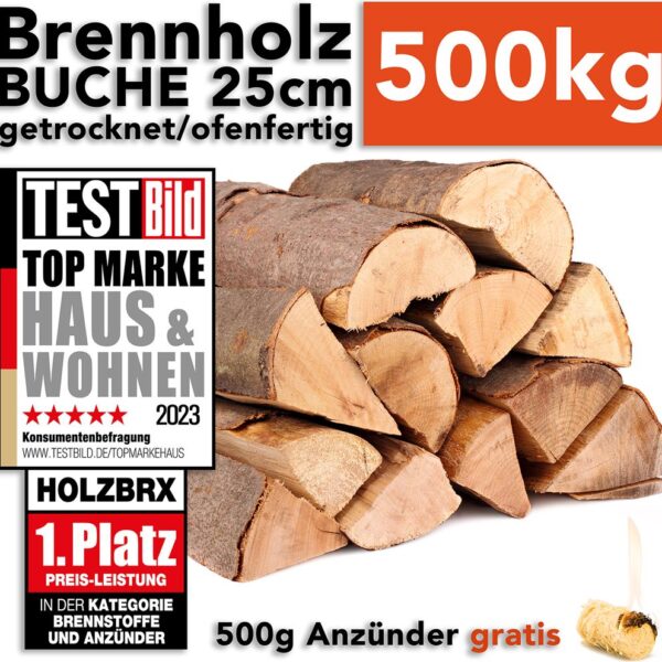 Brennholz Kaminholz Feuerholz Buche 500kg auf Palette / 25cm ofenfertig gesägt gespalten getrocknet (firewood beech / bois de chauffage hêtre) HOLZBRX