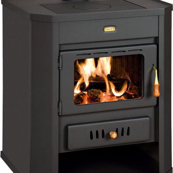 Holzofen WD 15 kW aus Stahl Graphitschwarz mit Sichtfenster 650x550x780 mm