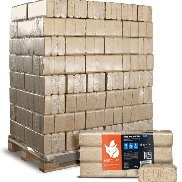 Heizfuxx RUF Original Blue Holzbriketts Nadelholz 10kg x 96 Gebinde 960kg Palette