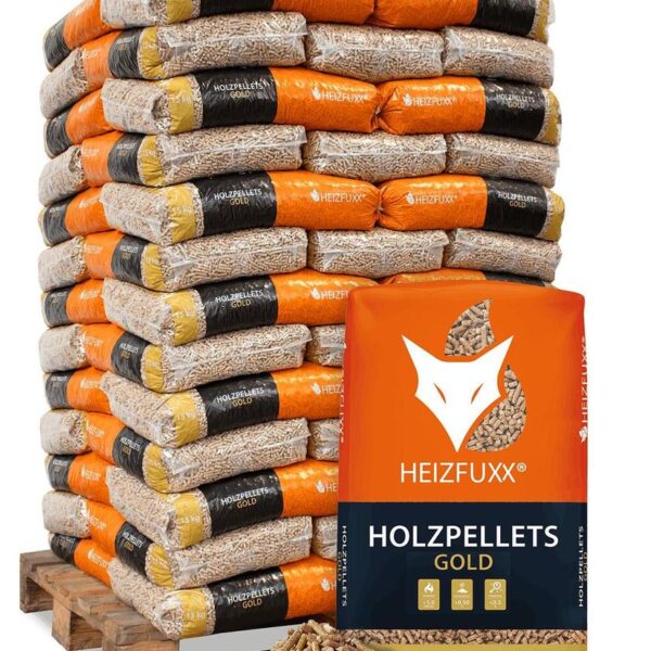 Heizfuxx Gold HD-Qualität ENplus A1 Holzpellets Nadelholz 15kg x 65 Sack 975kg Palette