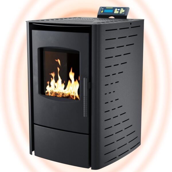 UMBRELLA® P6 Pelletofen 6 kW A+ bis 120 m³ – Auto-Reinigungszyklus, ECO-Modus, Wochenprogramm & mechanische Reinigungsunterstützung – Schwarz