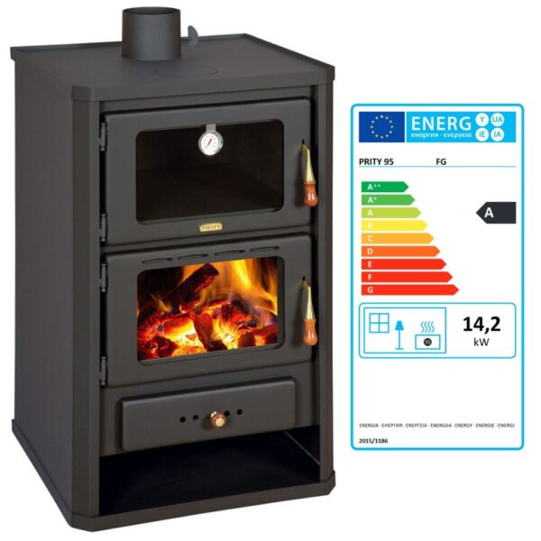 - Holzofen PRITY FG 14,2 kW mit Backofen Kaminofen Heizen Kochen